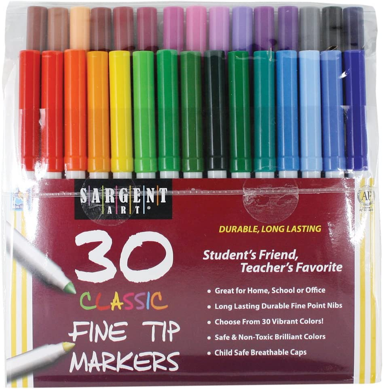 22-1592 30 Count Classic Markers, Fine Conical Tip, Plastic Peggable Pouch
