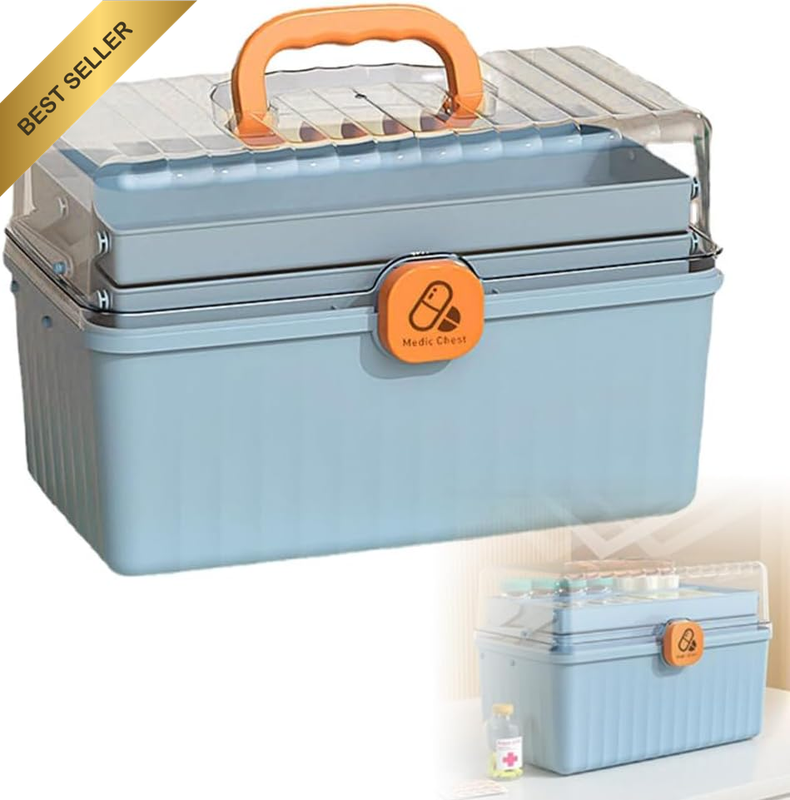 Medicine Storage Box Organizer 3 Layer Large Capacity Waterproof First Aid Cabin