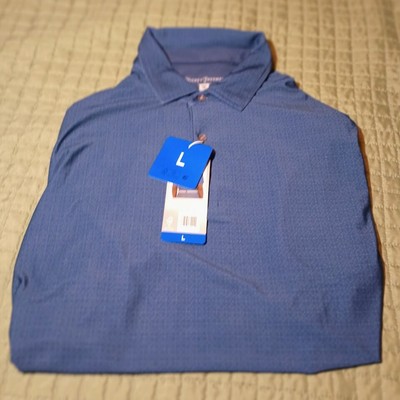 Hickey Freeman Performance Fabric Blue Polo Golf Shirt NWT Size Large Wicking