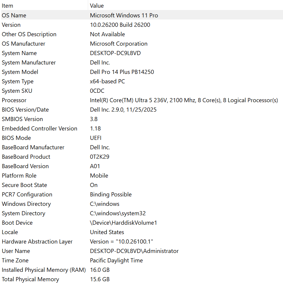 Dell Pro 14 Plus PB14250 - Core Ultra 5 236V, 16GB RAM, 512GB SSD, 14" WUXGA - Thumbnail 18