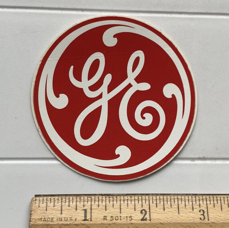 NOS General Electric GE Logo Red White 3” Round Sticker Decal Emblem