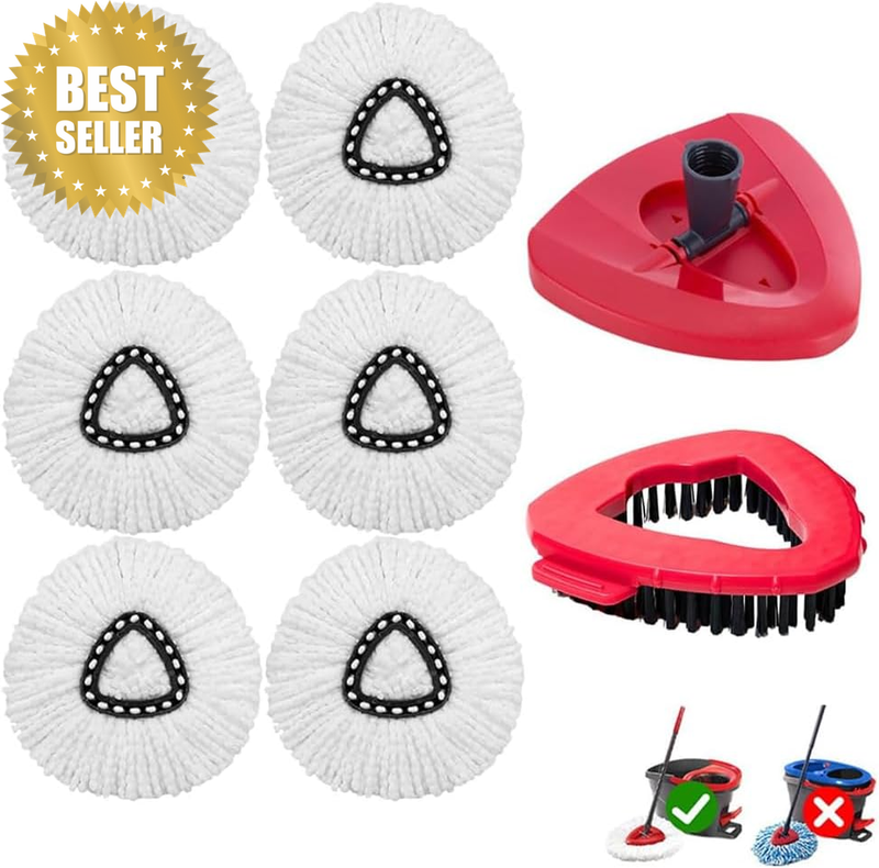 6 Pack Mop Replacement Heads Compatible with Spin Mop, Microfiber Swivel Refill
