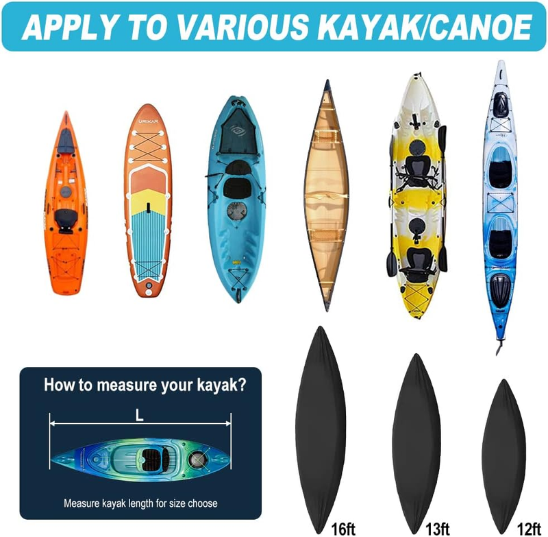 10Ft 600D Fade and Tear Resistant Trailerable Kayak Cover with Waterproof Zipper