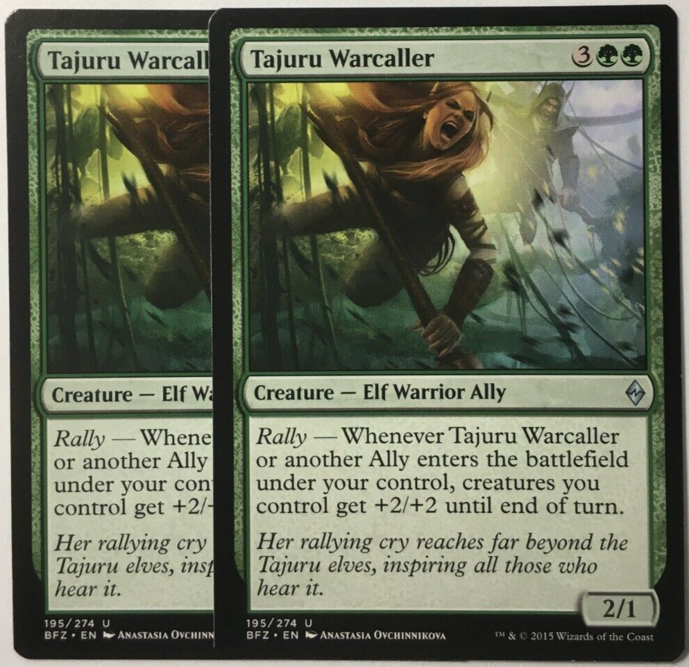 Tajuru Warcaller 2x FOIL BFZ MTG Battle for Zendikar Uncommon MINT green Tajuru Warcaller 2x FOIL BFZ MTG Battle for Zendikar Uncommon MINT green