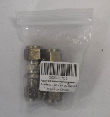 Pysrych Stainless Steel Compression Tube Fitting 2 Pack 3/8'' OD x 3/8'' OD