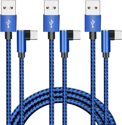 Right Angle USB Type C Cable [3Pack 6Ft] 90 Degree Nylon Braided Fast Charging C