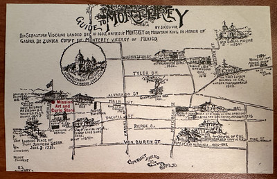 Vintage Monterey Post Card Map Mission Art & Curio Store Advertisement 1908