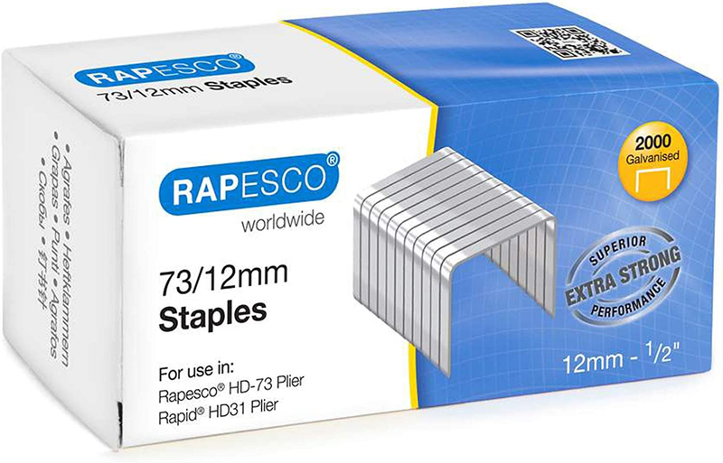 Rapesco Staples, 73/12 Mm (1/2 Inch) Staples for Heavy Duty Plier Stapler - Pack