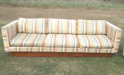 MILO BAUGHMAN MID CENTURY MODERN 3 SEAT SQUARE ARM FLOATING SOFA BY SELIG