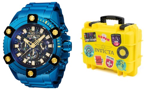Pre-owned Invicta Coalition Forces Men's 56mm Abalone Blue Watch With Collector Case 35977