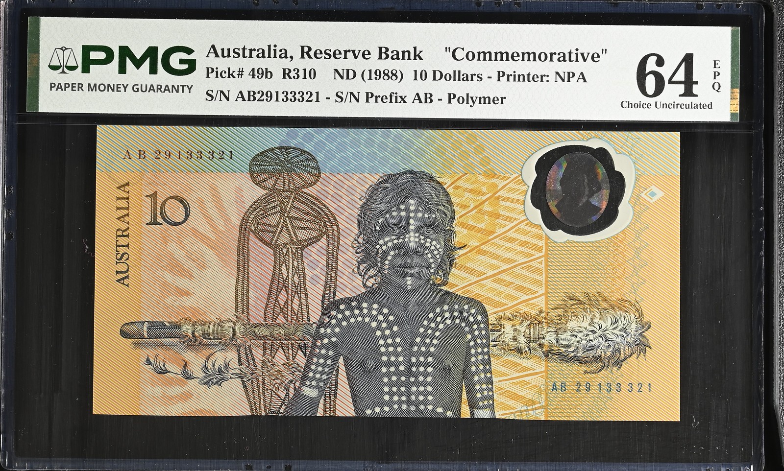 Australia 10 Dollars ND 1988 P 49 b Commemorative Choice UNC PMG 64 EPQ
