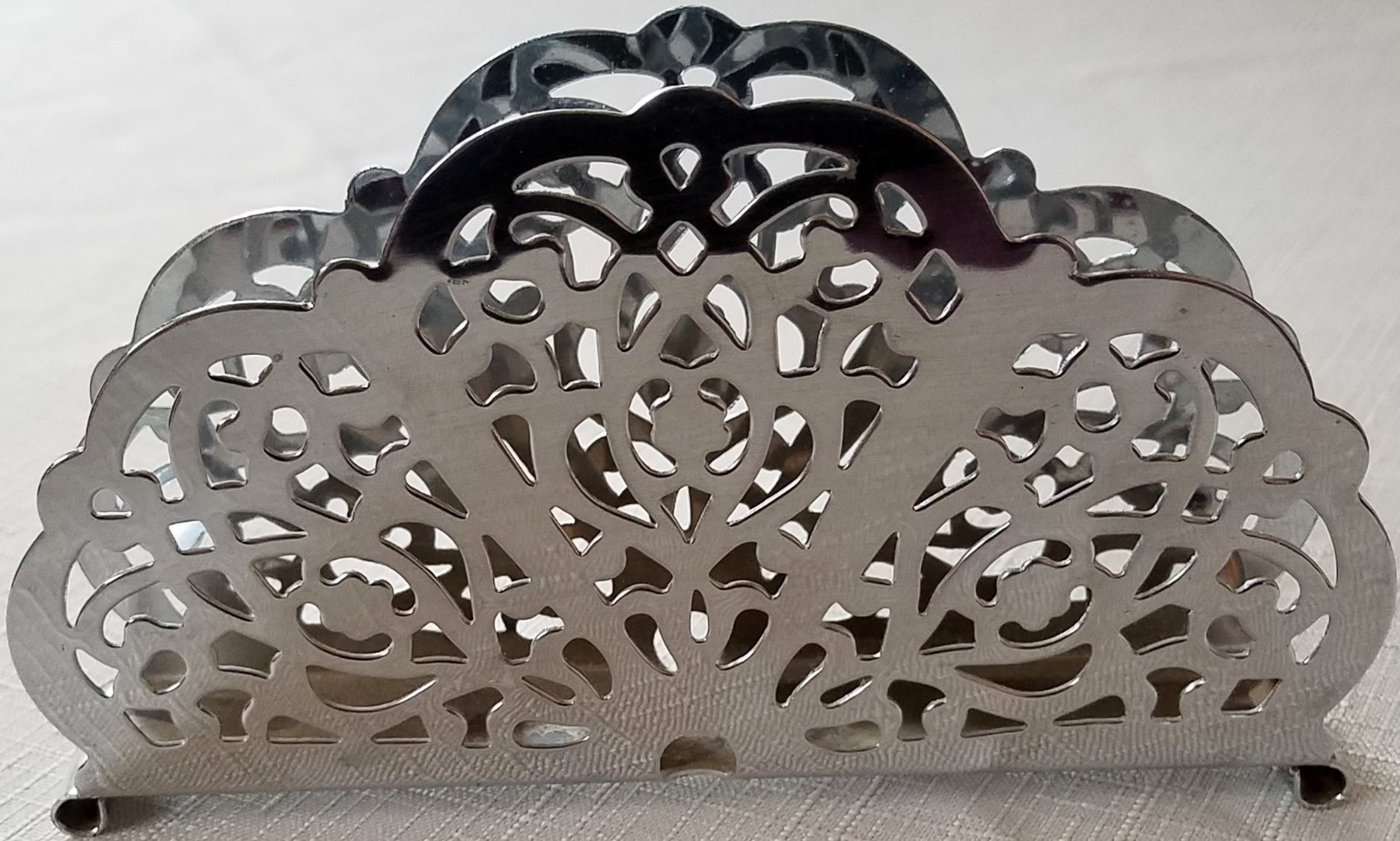 Vintage CHROME LACE FILIGREE NAPKIN HOLDER Irvin Ware USA 6