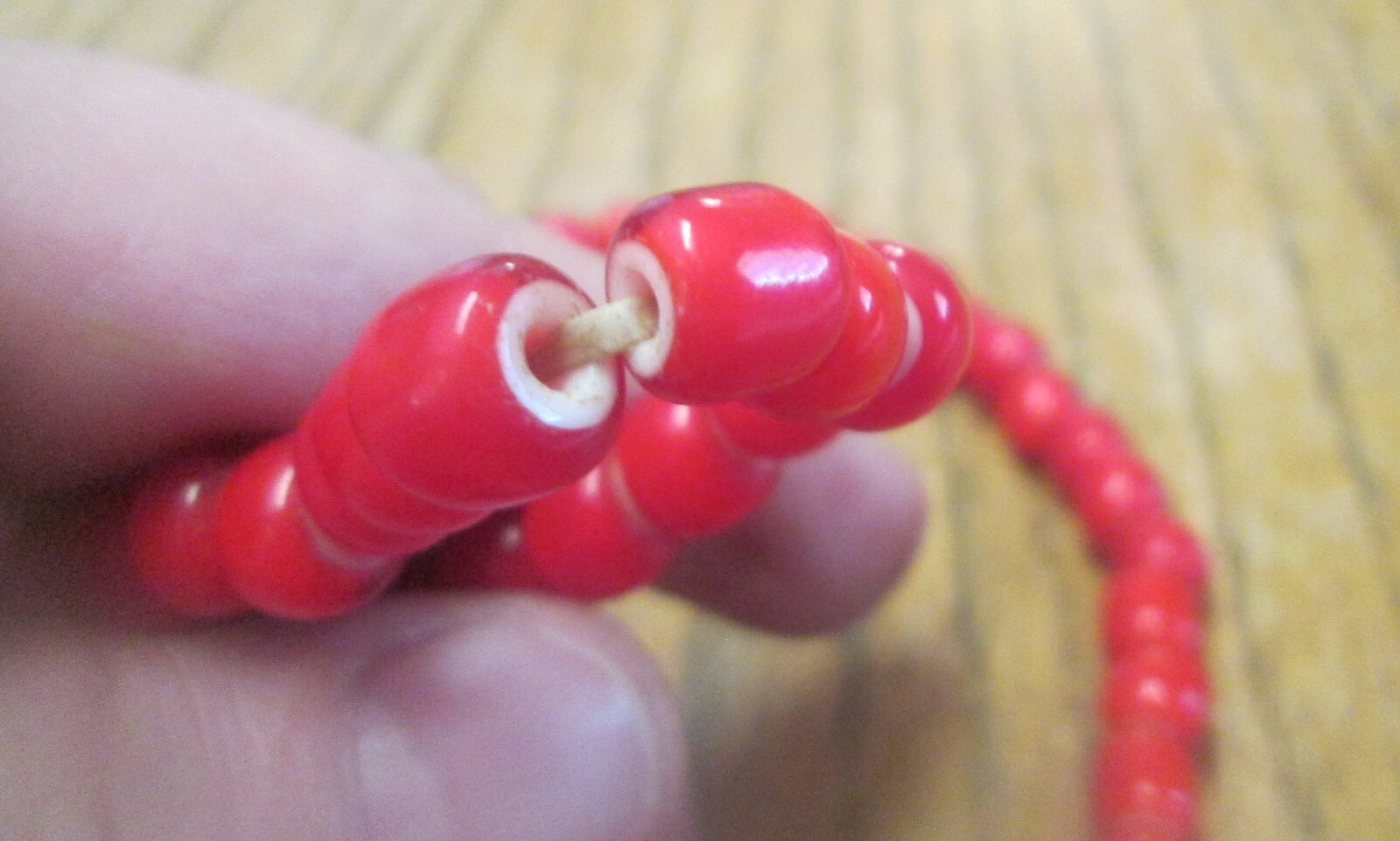 African Trade Beads Vintage Venetian Glass Red White Heart Beads