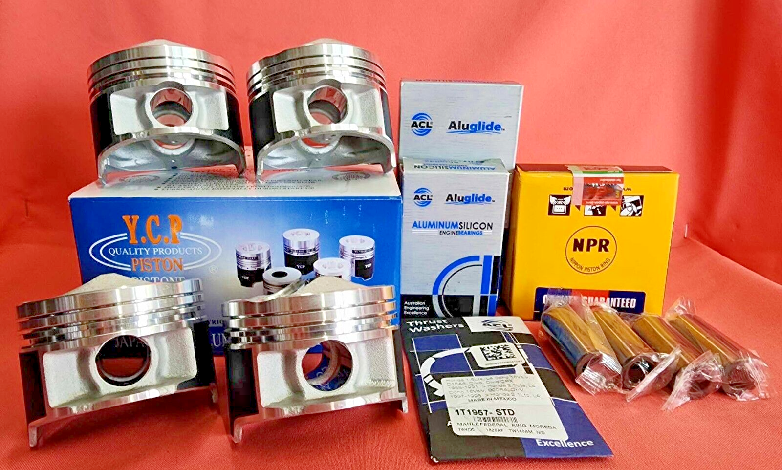 YCP 81.5mm JDM High Comp Pistons +NPR Rings+ Bearings Acura