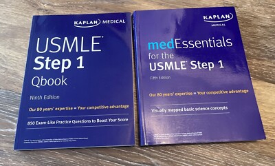 Kaplan USMLE Step 1: Qbook (9th Ed.) & medEssentials (5th Ed.)