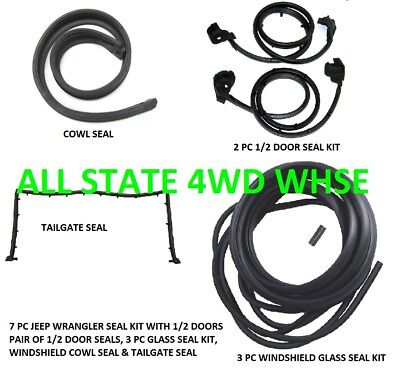 Rubber Weatherstrip Seal Kit Set For 1/2 Doors 87-95 Fits Jeep Wrangler 7 Pieces