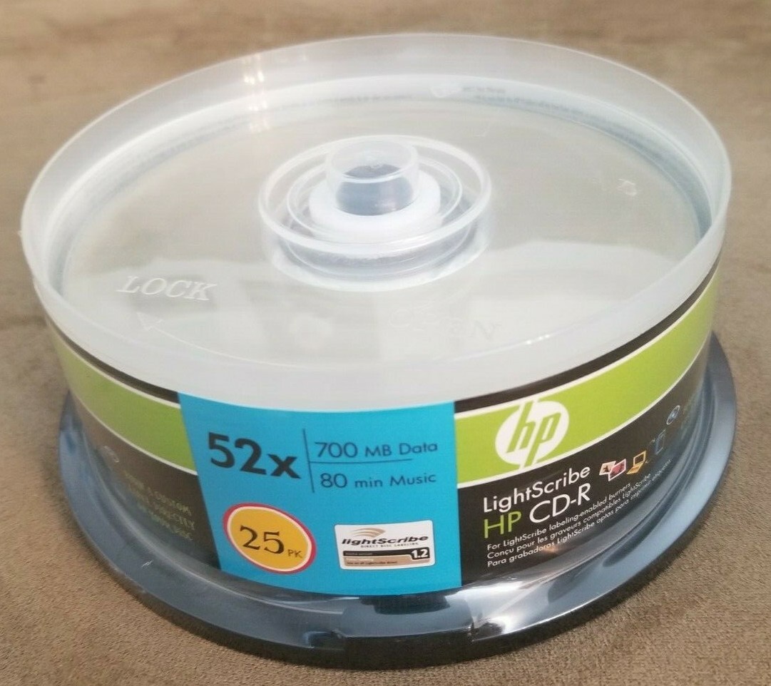 HP LightScribe CD-R 52x Blank Disc Printable Media Storage700MB 80mins - 25 Pack