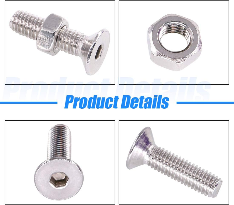 510Pcs Metric M3 M4 M5 304 Stainless Steel Flat Head Countersunk Socket Cap Bolt