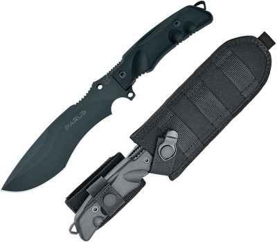 Fox Parus Fixed Knife 7'' Bohler N690 Steel Full Blade Black Forprene Handle