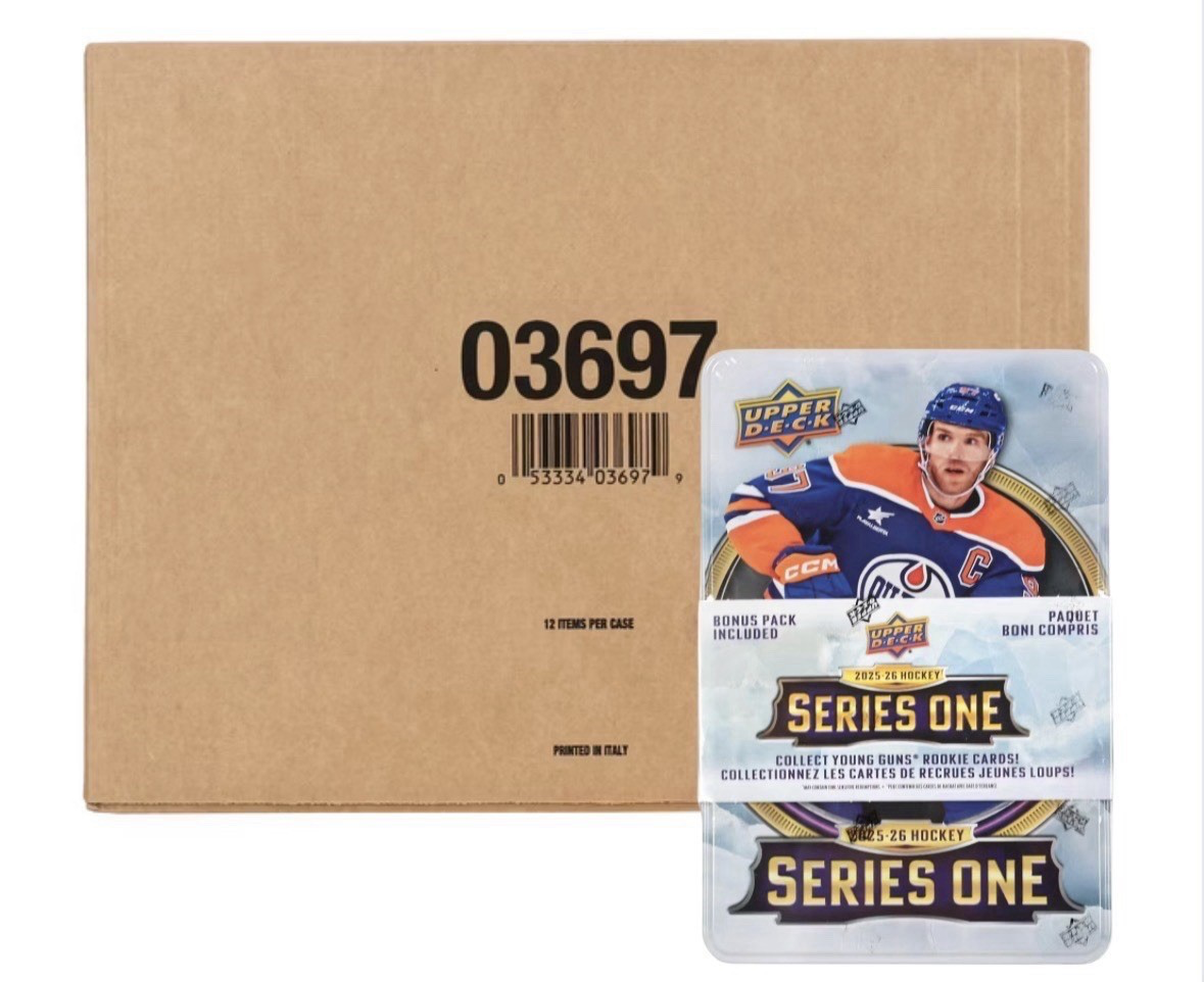 2025-26 Upper Deck Series 1 Hockey NHL Factory Sealed 12 Tin Case