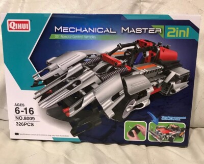 QIHUI 2 IN 1 MECHANICAL MASTER DIY REMOTE CONTROL VEHICLES 326 PC # 8009 NIB