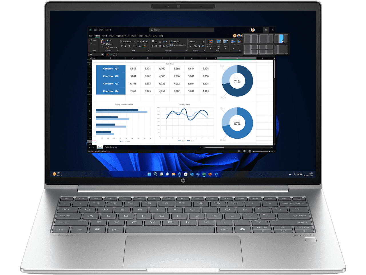 HP ProBook 445 G11 14 Inch Laptop, AMD Ryzen 7-7735U 16GB 512GB Radeon 680M W11P