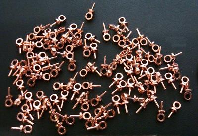 100 Up eye bail 1/2 drilled glue in screw eye 7x3mm DARK Rose Gold Plated fps119