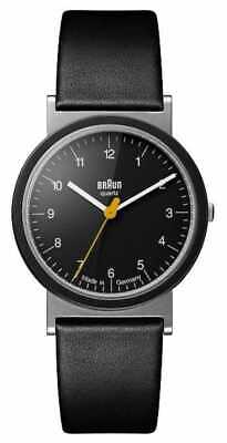 Pre-owned Braun Classic 1989 Tribute Design Black Leather Strap Black Dial Aw10 Watch