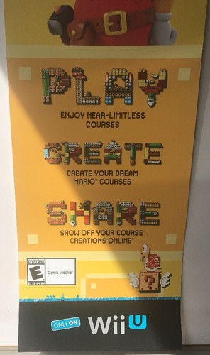 Nintendo Wii U - Super Mario Maker Gaming Poster Vinyl 57