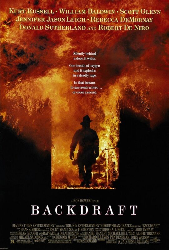 Backdraft movie poster - Robert De Niro, Kurt Russell, Fire Fighting