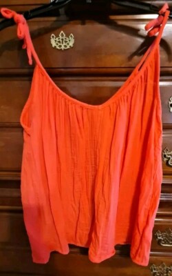 OLD NAVY WOMEN'S GAUZY CORAL LIGHTWEIGHT SLEEVELESS TIE STRAPS TOP SZ SMALL NWTS