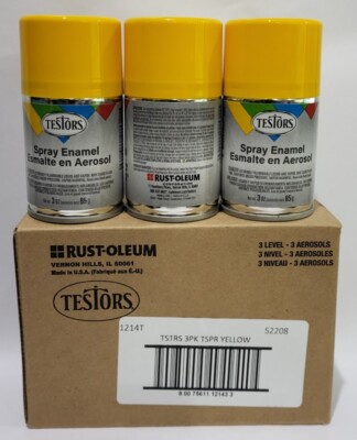 Three Testors Spray Paint  Yellow 1214T  Enamel 3oz Rust-Oleum Hobby Rustoleum
