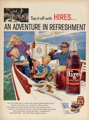 Top it off with an adventure in refreshment Hires Root Beer ad 1959 fishing trip