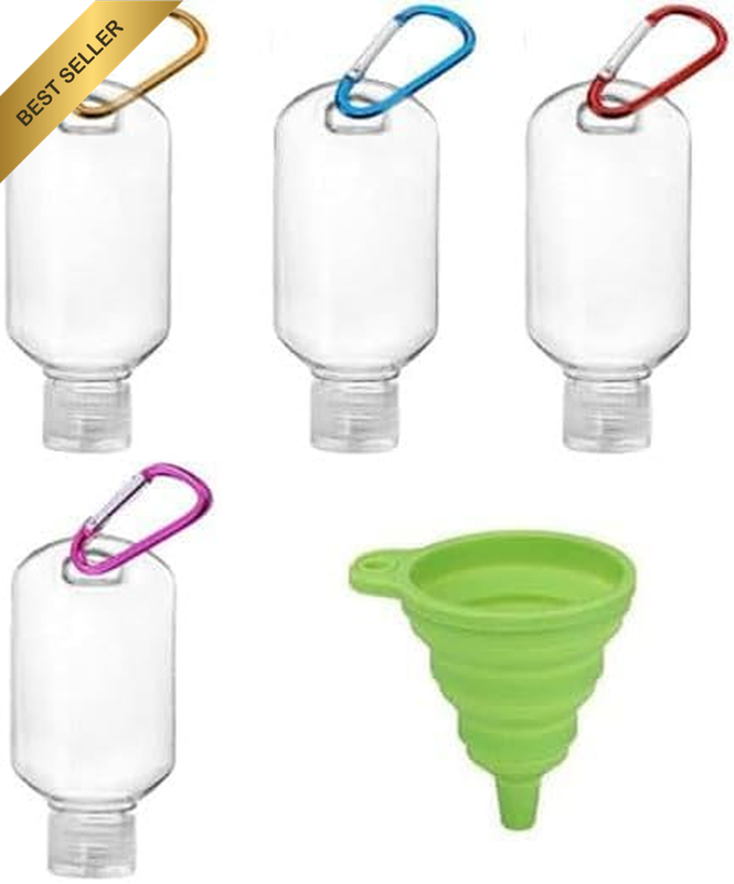 Portable Squeeze Bottles with Flip Cap 60Ml Includes Keychain Hooks and Funnel,