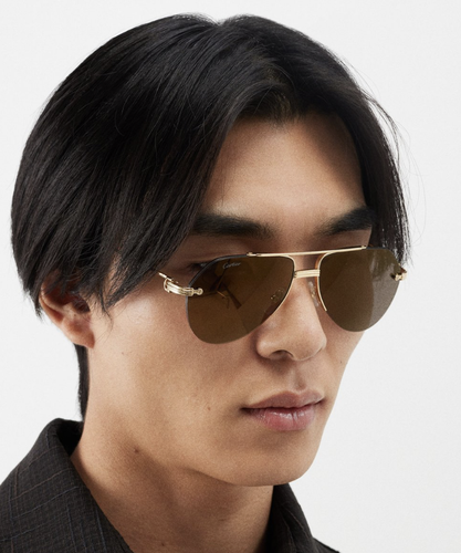 CARTIER CARTIER CT0427S-001 GOLD GOLD GREY SUNGLASSES