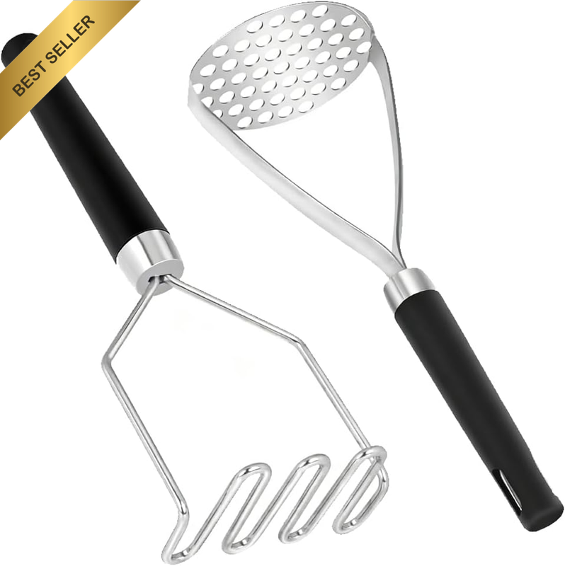2 PCS Potato Masher, Stainless Steel Potato Smasher, Mashed Potatoes Ricer, Inte