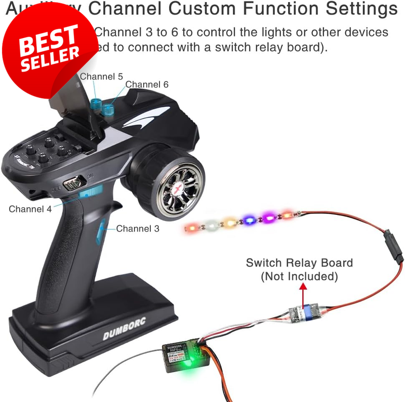 DUMBORC X6 2.4GHz 6CH RC Transmitter X6FG Gyro Receiver Car Boat - US