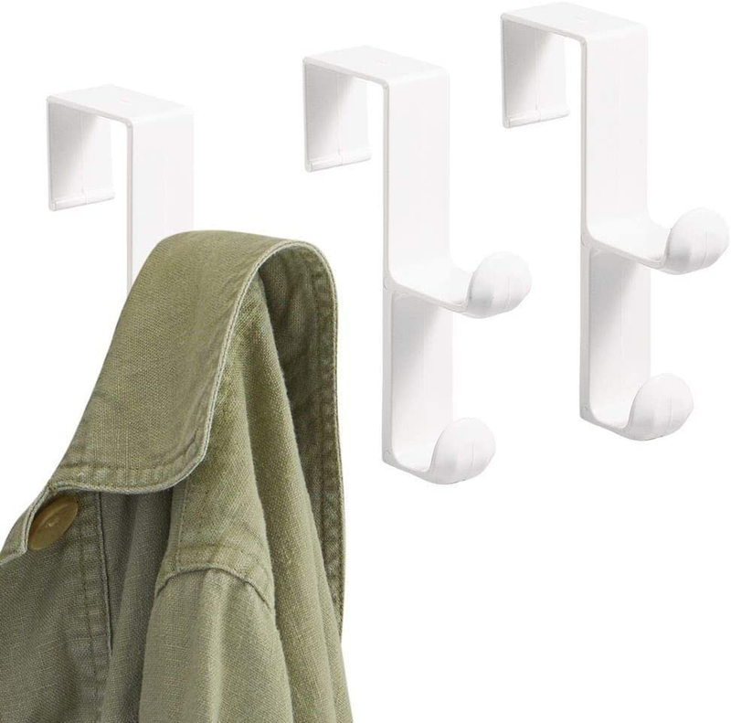 iDesign Over The Door Plastic Dual Hook Hanger for Coats, Jackets, Hats, Robes,