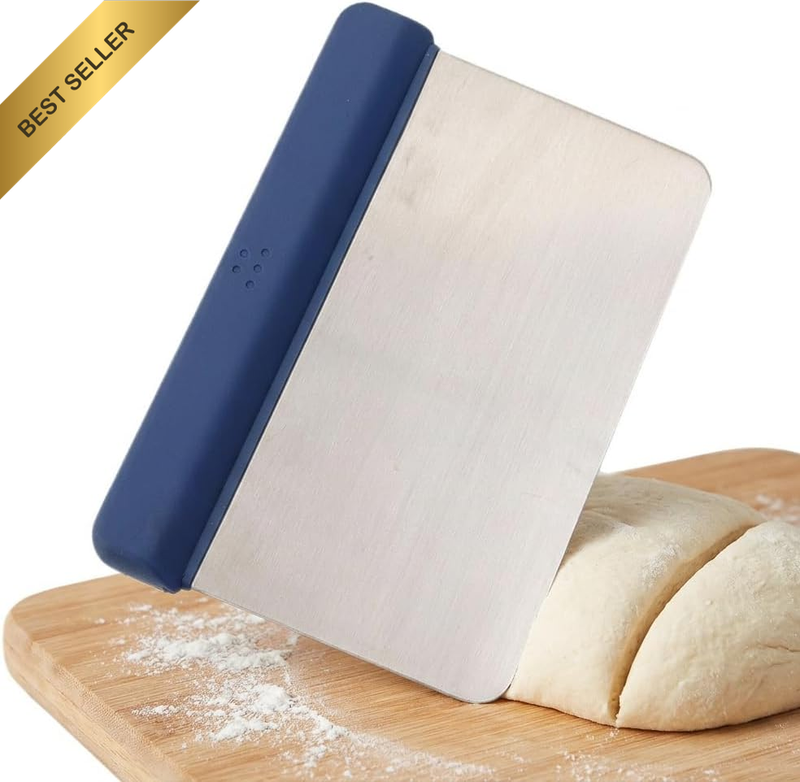 304 Stainless Steel Bench Scraper with Silicone Handle, Dough Cutter and Scraper