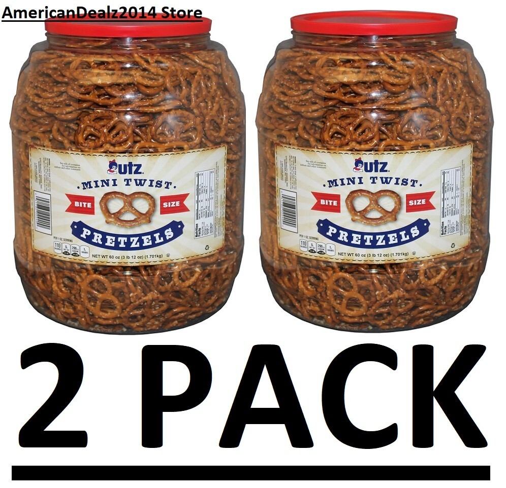 2 PACK - Utz Mini Twist Pretzels 60 oz. (Total 120 oz.) Low Fat Low Sugar
