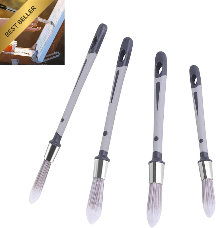 Paint Detail Brushes, 4-Piece Set, round Trim Brushes for Small Repairs and Art