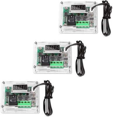 AITRIP 3PCS W1209 12V DC Digital Temperature Controller Board with 10A 3-pack 