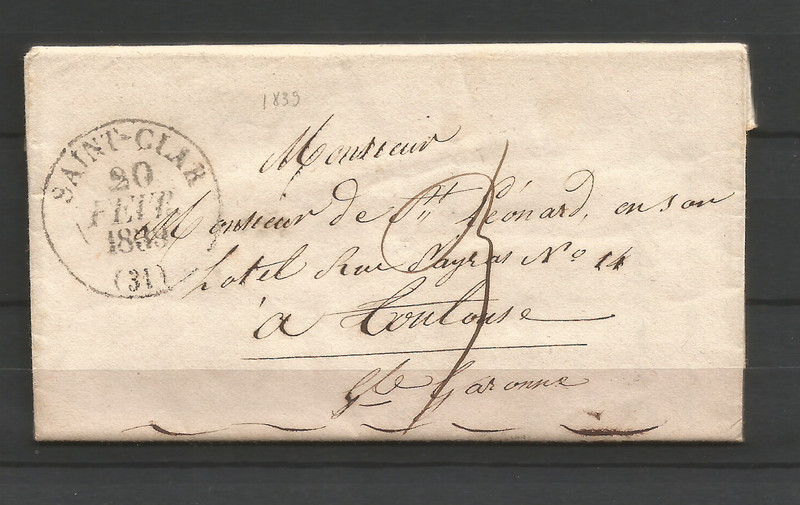 France 1839 Marque Postale Sur Lettre Saint-Clar (31) & Au Dos Toulouse /T9711