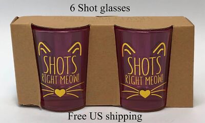 Francesca's Shot Glasses Right Meow 4 oz 2-Pack Set of 3