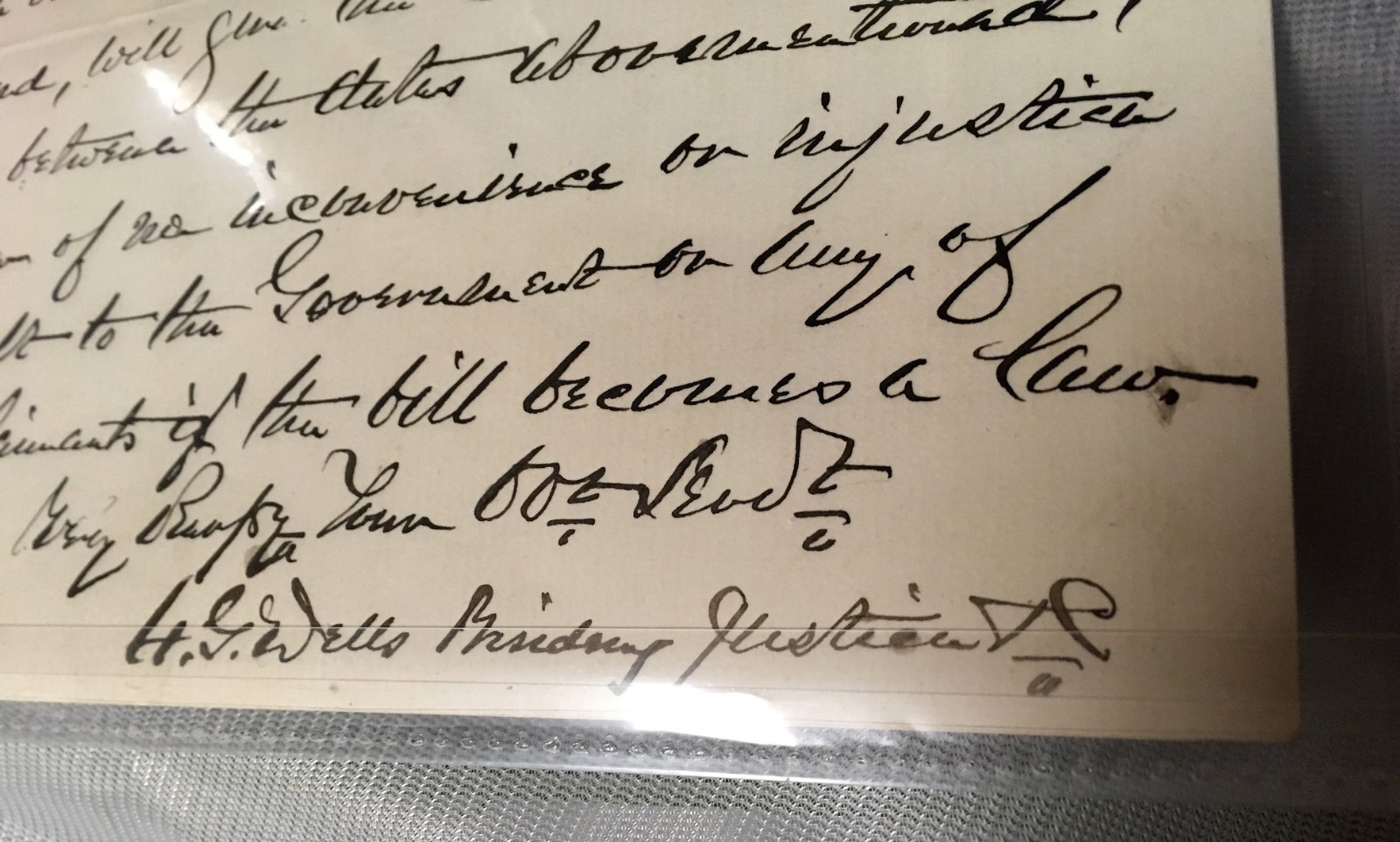 Alabama Claims letter signed H.G. Wells Presiding Justice, CSS Alabama 1882