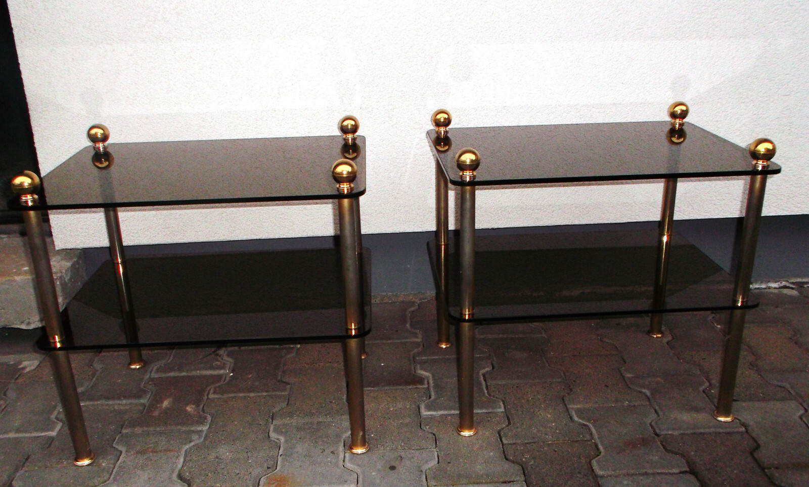 2 Glas Beistelltische -Rauchglas H-50cm B-55cm T-40cm