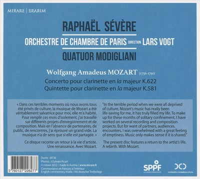 RAPHAËL SÉVÈRE / ORCHESTRE DE CHAMBRE DE PARIS / LARS VOGT / QUATUOR MODIGLIANI 
