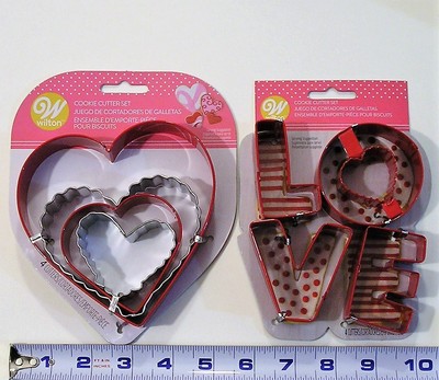 Wilton Valentine's Day Metal Cookie Cutter Set Lot Heart Word LOVE Red Letters
