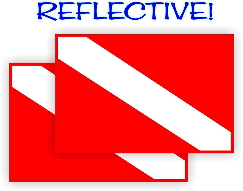 REFLECTIVE Scuba Diving Gear Flag Stickers | Dive Flags Decals