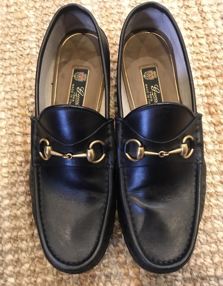 Gucci mens horsebit black leather shoes UK 10.5 in